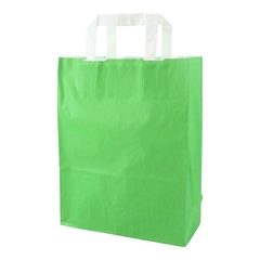 Grüne Papiertragetaschen 22+10x28cm schräg
