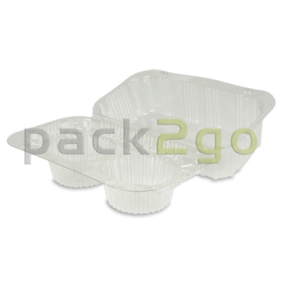 Klappbox für 2 Cupcakes / Muffins, PET, 191x115x95mm - glasklar