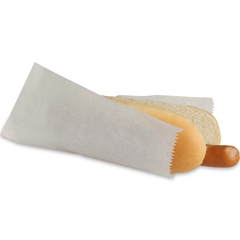 Hot-Dog Beutel Papier, 2-seitig offen, Perga-Ersatz fettdicht, weiße unbedruckte Hotdog-Tüten
