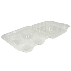 Klappbox für 4 Cupcakes / Muffins, PET, 200x190x75mm - glasklar