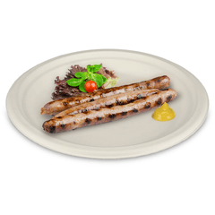 Bagasse Menüteller "Eco-Friendly", Ø22cm rund, Einweg-Partyteller, kompostierbar