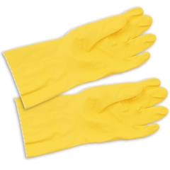 Gummi-Handschuhe, gelb, baumwollgefütterter Haushaltshandschuh, allergiearm, lang - Mittel