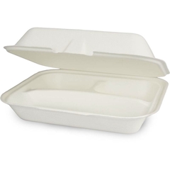 Kompostierbare Menüboxen HP4/3 "Eco-Friendly" aus Bagasse - 3-geteilt
