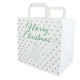 Papiertragetaschen "Merry Christmas" 26+17x25cm - weißes Kraftpapier mit Weihnachtsmotiv
