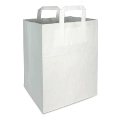 Papiertragetaschen 22+11x28cm - Kraft weiß, umweltfreundlich