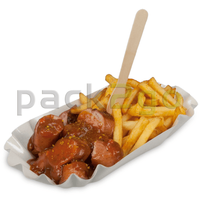 Kartonnen bakjes KU0b 10 x 17 x 3 cm ovaal - patatbakjes voor patat &, frikandellen