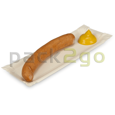Pappteller eckig - 8x23cm TOPKRAFT, papierbeschichtet, Frischfaser, Wurstpappe