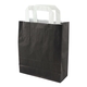 Papiertragetaschen 18+8x22cm - Kraft, schwarz mit weißem Griff 