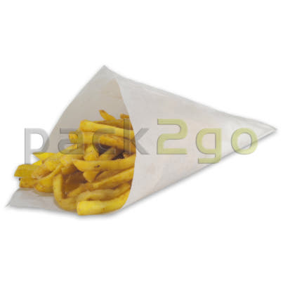 Papierspitztüten 19cm für Pommes 125g, weiß Pergament-Ersatz