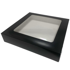 Schwarze Sushi Boxen mit Sichtfenster 25x25x5cm
