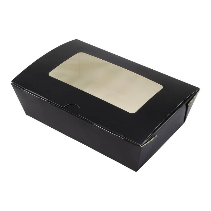 Schwarze Sushi Boxen mit Sichtfenster 16x10x5cm geschlossen 1