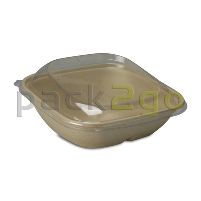 Schale aus Bagasse, quadratisch (kompostierbar), "Be Pulp" - schrg, 19x19cm