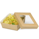 Snackbox mit Deckel und Sichtfenster, braun - 120x120x50mm