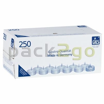 Theelichten, Gastro (GALA), brandduur 8 uur Ø38 mm, wit