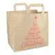 Papiertragetaschen "Xmas rot" 26+17x25cm - braunes Kraftpapier mit Weihnachtsmotiv