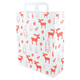 Papiertragetaschen "Roter Elch" 32+12x40cm - weißes Kraftpapier mit Weihnachtsmotiv