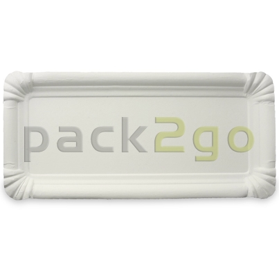 Pappteller eckig - 16x34cm TOPKRAFT, papierbeschichtet, Frischfaser