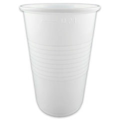 plastic bekers, wit, PP - kunststofdrinkbekers (bekers voor koude dranken) - 0,2l