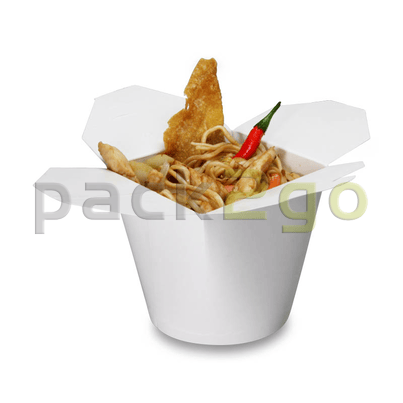SmartServ-Box - runde Asia Faltbox Pappe weiß - 26oz/750ml