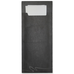 Serviettentaschen für Besteck mit Zellstoffserviette, Bestecktaschen - "Black"