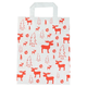 Papiertragetaschen "Roter Elch" 22+10x28cm - weißes Kraftpapier mit Weihnachtsmotiv