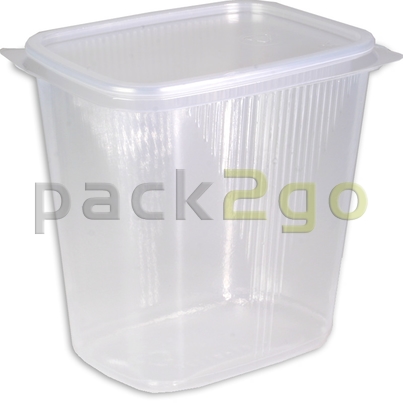 Feinkostbecher, Verpackungsbecher mit Deckel, klar, eckig (Kombipack) - 500ml