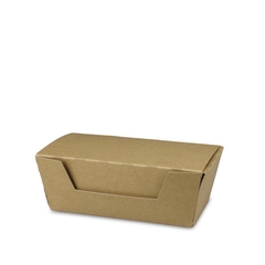 Kompostierbare Snackbox mit Klappdeckel "Eco-Friendly" braun - 125x65x50mm