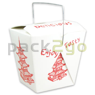 Vouwdoos met metalen handvat (FoldPak) voor Asia box-to-go - Chinees pagode-motief - 26oz/750ml