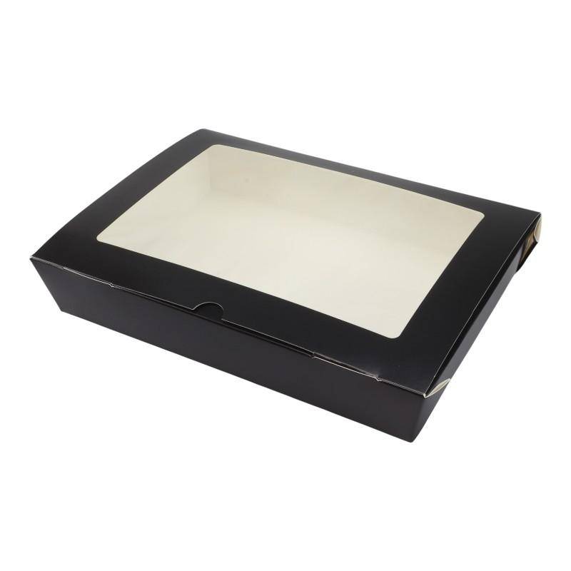 Schwarze Sushi Boxen mit Sichtfenster 26x19x5cm geschlossen 1