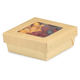 Snackbox mit Deckel und Sichtfenster, braun - 120x120x50mm
