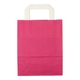 Papiertragetaschen 18+8x22cm - Kraft, pink mit weißem Griff