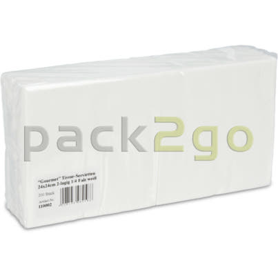 Tissue-servetten GOURMET, 24x24 1/4 vouw, 2-laags, kopvouw, celstofservetten - wit