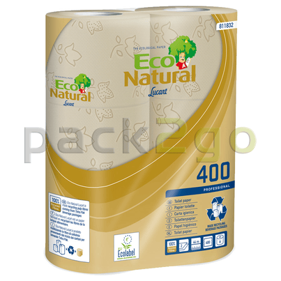 Toilettenpapier, Kleinrolle für Haushalt - Tissue, 2 lagig, umweltfreundlich 400 Blatt T4 Recycling natur