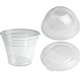 KOMBI - Clear Cups (Smoothie-Becher) - 9oz, 0,2L flach - Plastikbecher rPET mit Dom-Deckel + Zwischendeckel