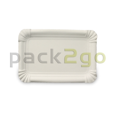 Pappteller eckig - 9x15cm TOPKRAFT, papierbeschichtet, Frischfaser