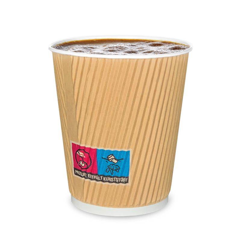 Riffelbecher braun 200ml gefüllt