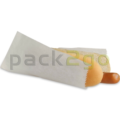 Hot-Dog Beutel Papier, 2-seitig offen, Perga-Ersatz fettdicht, weiße unbedruckte Hotdog-Tüten
