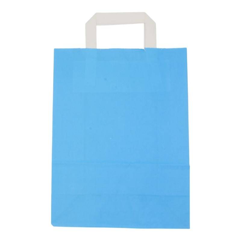 Hellblaue Papiertragetaschen 22+10x28cm