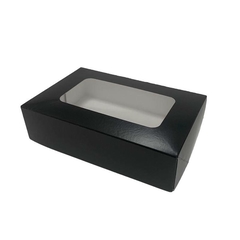 Schwarze Sushi Boxen mit Sichtfenster 19x13x5cm