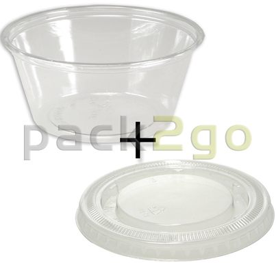 KOMBI - Deli Gourmet Container (Dessertbecher) - 5oz/120ml - PET mit flachem Deckel (geschlossen)