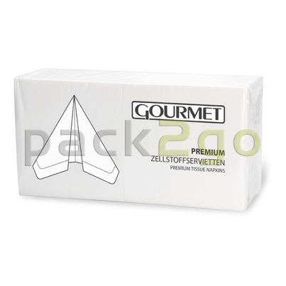 Tissue-Servietten GOURMET, 33x33 1/4 Falz, 2-lagig - weiß - Zellstoffservietten