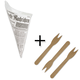 SPARPAKET - Snack-Spitztüten fettdicht 19cm - "Zeitungsmotiv" inklusive Pommesgabeln aus Holz