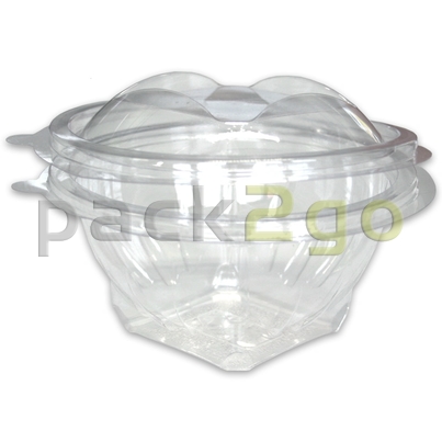 Saladebakjes rond - PET doorzichtig met deksel - 500ml