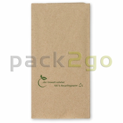 Recycling Tissue-Servietten, 33x33 1/8 Falz, 2-lagig Kopffalz - braun - Zellstoffservietten