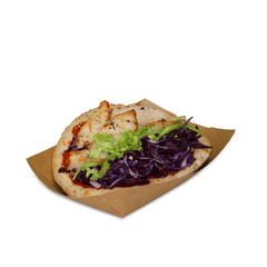 Etensbakje van gerecycled papier (composteerbaar), bruin snackbakje - 107x50x41mm