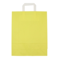 Papieren draagtassen 32+12x40cm - Kraft, geel met wit handvat