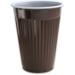 automaatbekers, bruin-wit, in de lengte geribbeld, polystyreen - 0,18 l