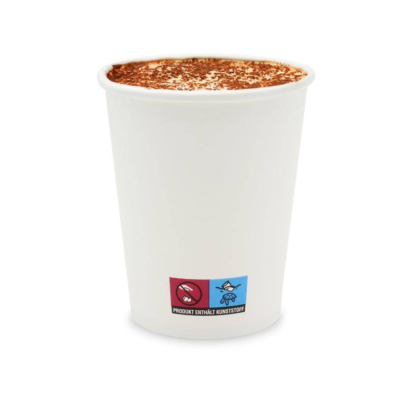 Kaffeebecher weiß 200ml gefüllt