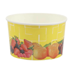 Gelber Eisbecher mit Früchtemotiv 260 ml
