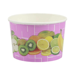 Pinker Eisbecher mit Früchtemotiv 220 ml